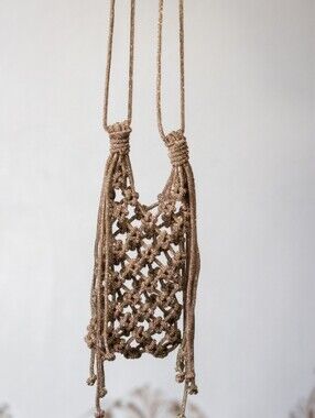 Handwoven Beaded Crossbody Phone Bag in Metallic Brown